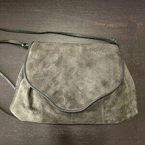 Varon Gray Vintage Leather and Suede Handbag 12.5"x8"